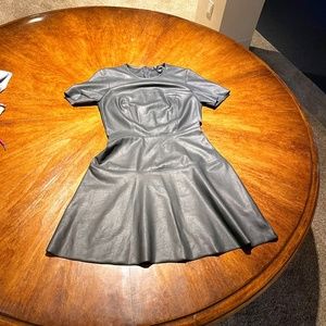 Aqua Bloomingdales Mini Dress Faux Vegan Leather Black  Size M